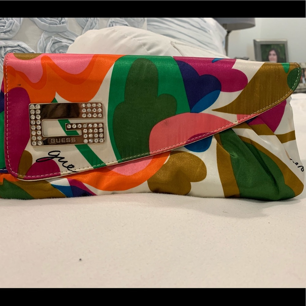 NEW Guess Multicolor Fabric Clutch